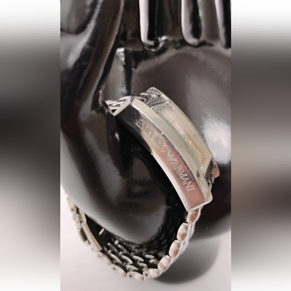 Emporio Armani Silver Tank Wrist Watch Men's Analog New Battery Works AR0106 - Picture 2 of 6